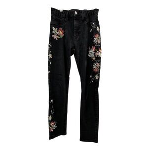 BDG Twig High Rise Skinny Jeans Black Embroidered Floral Womens‎ Size 28